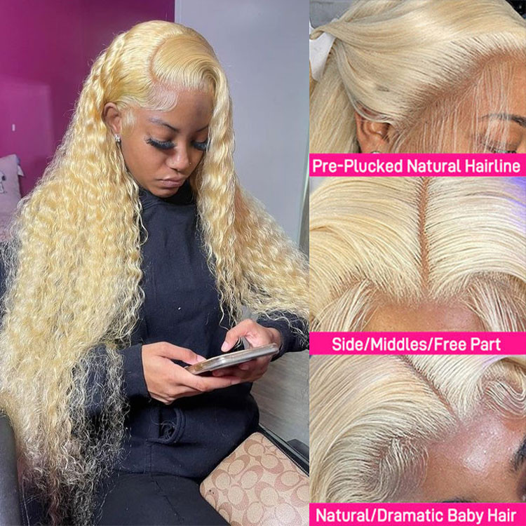 Blonde deep wave frontal wigs