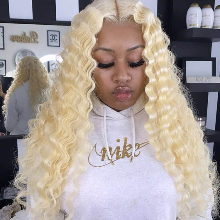 crimped blonde wigs