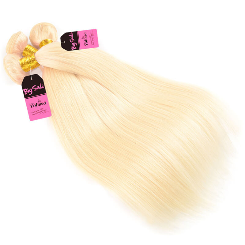 3 bundles blonde straight hair