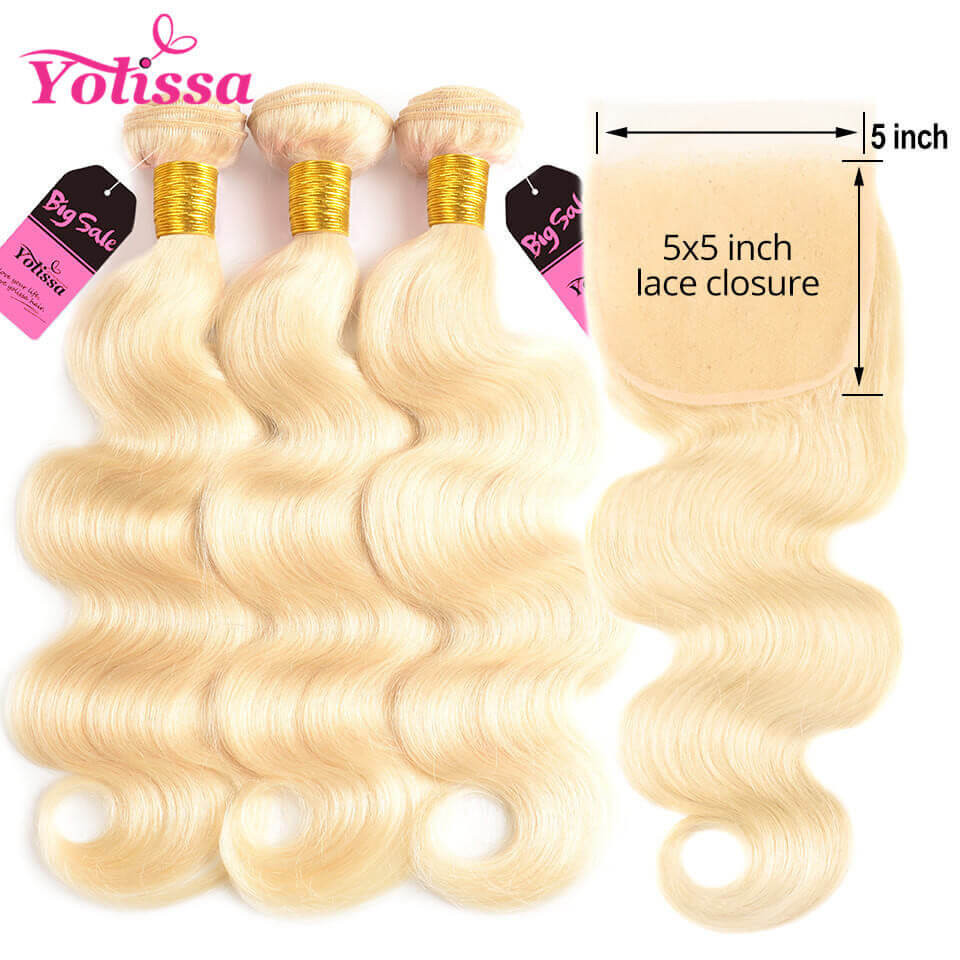 613 Blonde Hair Bundles With Closure
