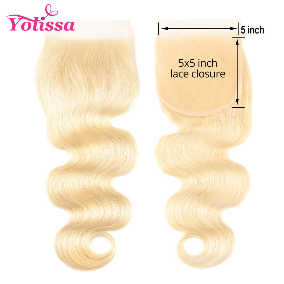 613 blonde hair body wave lace closure 5*5