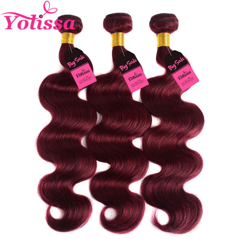 Burgundy body wave bundles