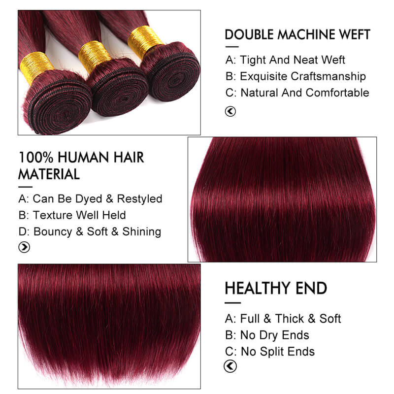 Burgundy straight weaves