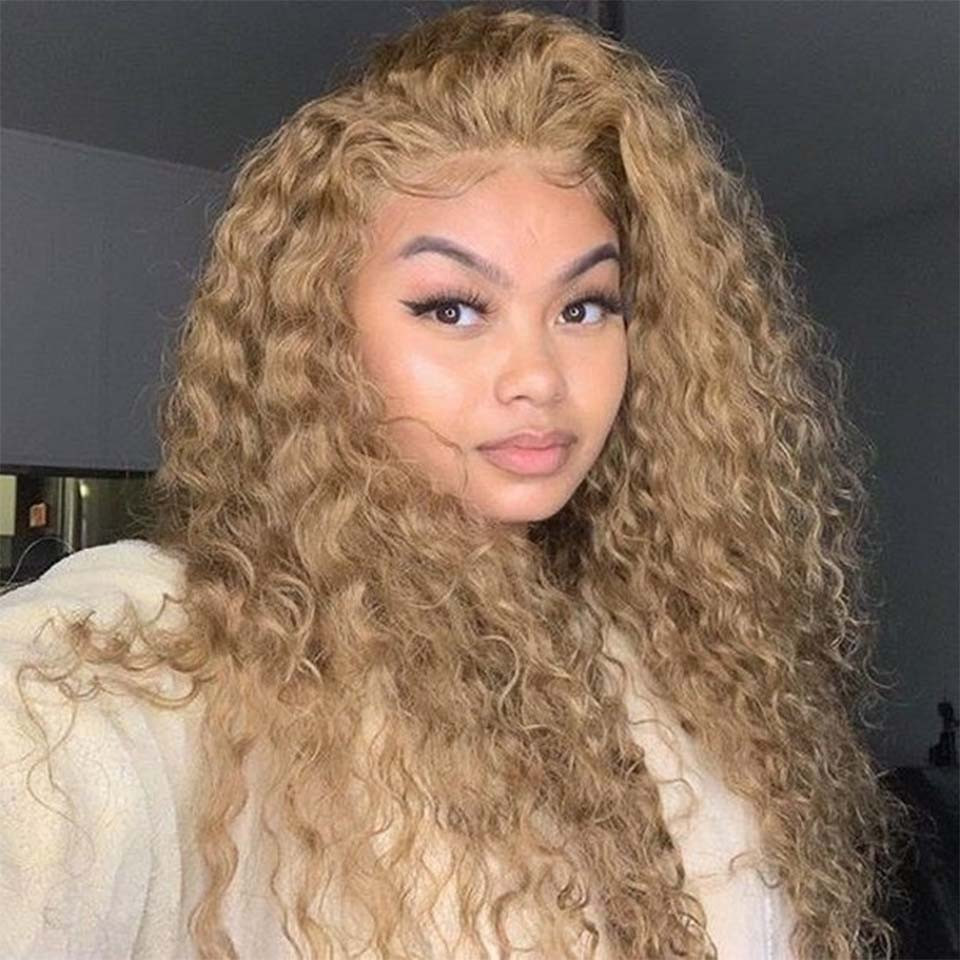 #27 honey blonde water wave wigs