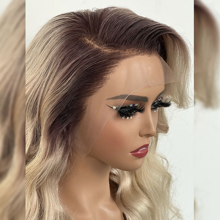 ash blonde with dark roots