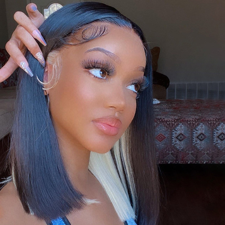 black and blonde wig