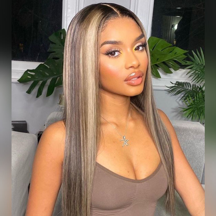black and blonde straight wigs