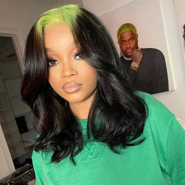 black and green wigs human hair