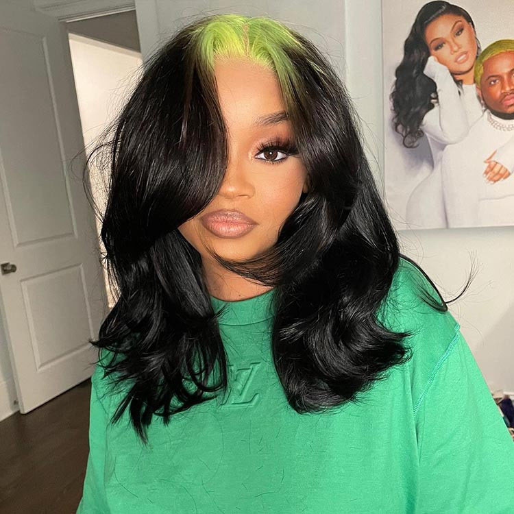 black and green lace front wigs