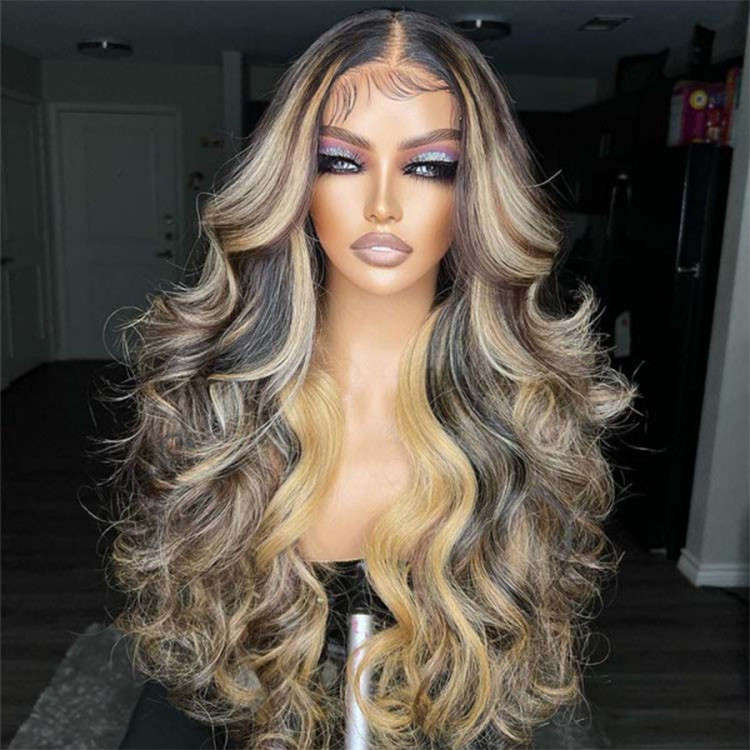 black hair and highlights