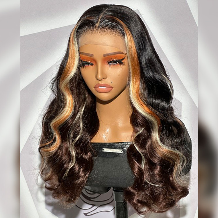 dark brown with blonde highlights