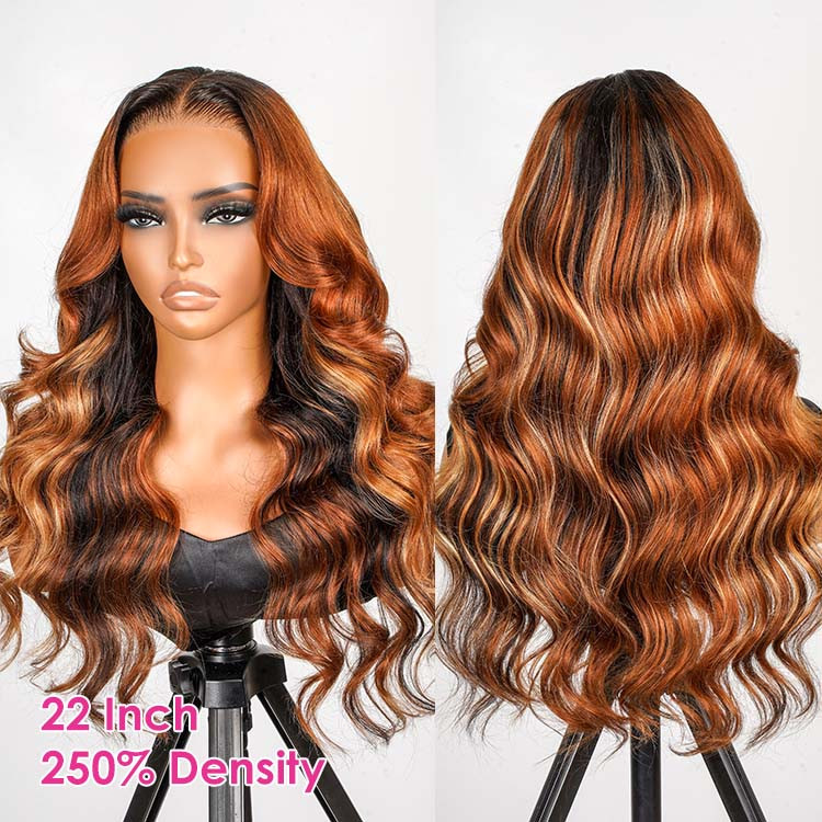 ginger highlights lace frontal wig