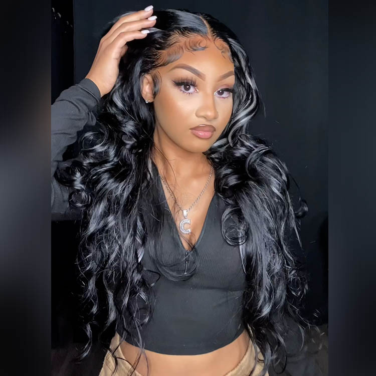black wig with highlights