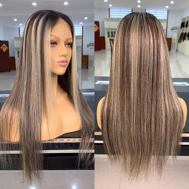 black wig with blonde streaks