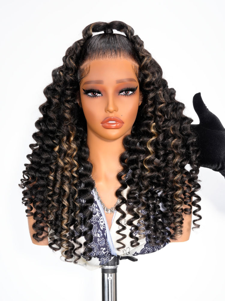 black with blonde highlights wig