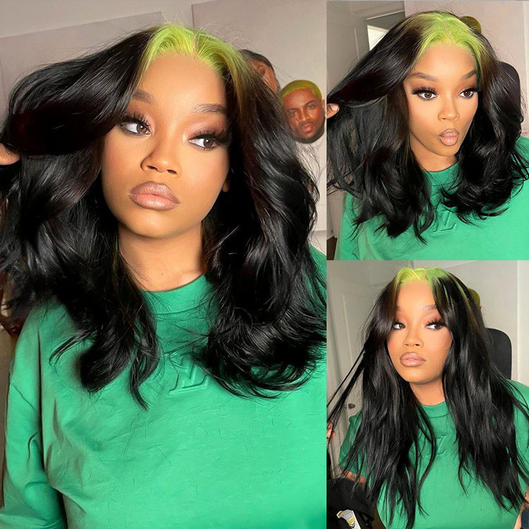 neon roots on black wigs