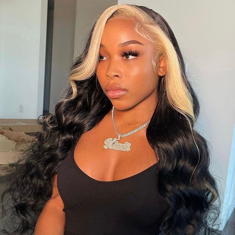 black wig with 613 blonde highlights