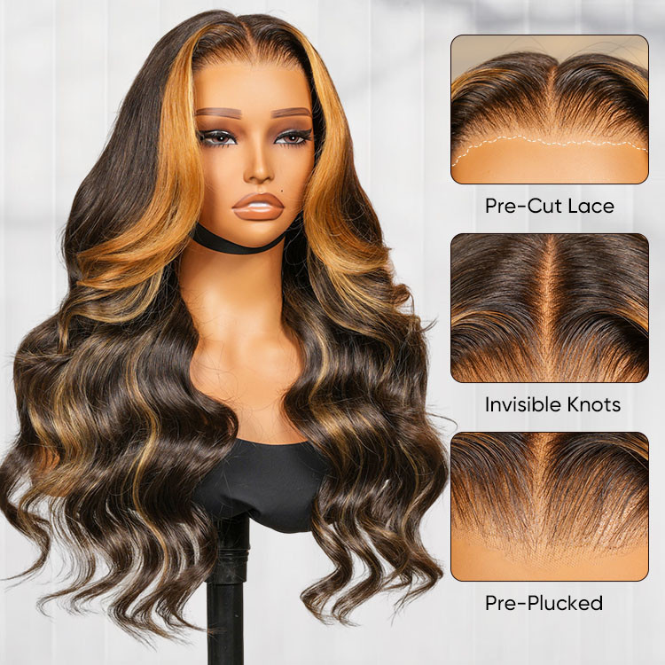 black hair blonde money piece
