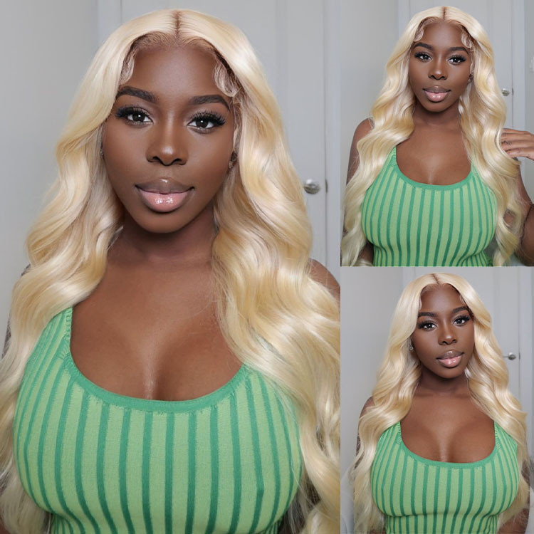 613 blonde body wave glueless wig