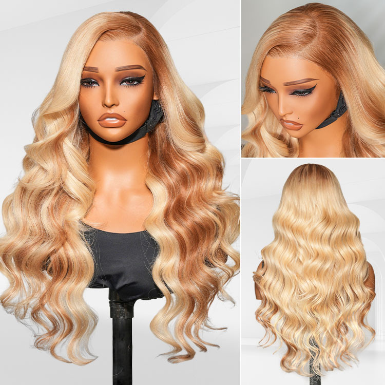 blonde wig with brown highlights