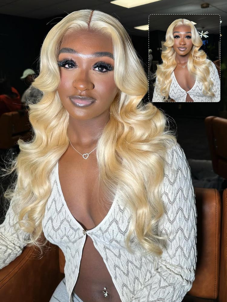 613 blonde body wave glueless wig