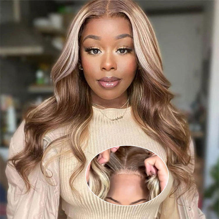 blonde highlight glueless wig