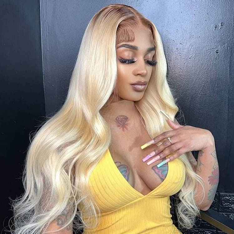 blonde wigs with brown roots