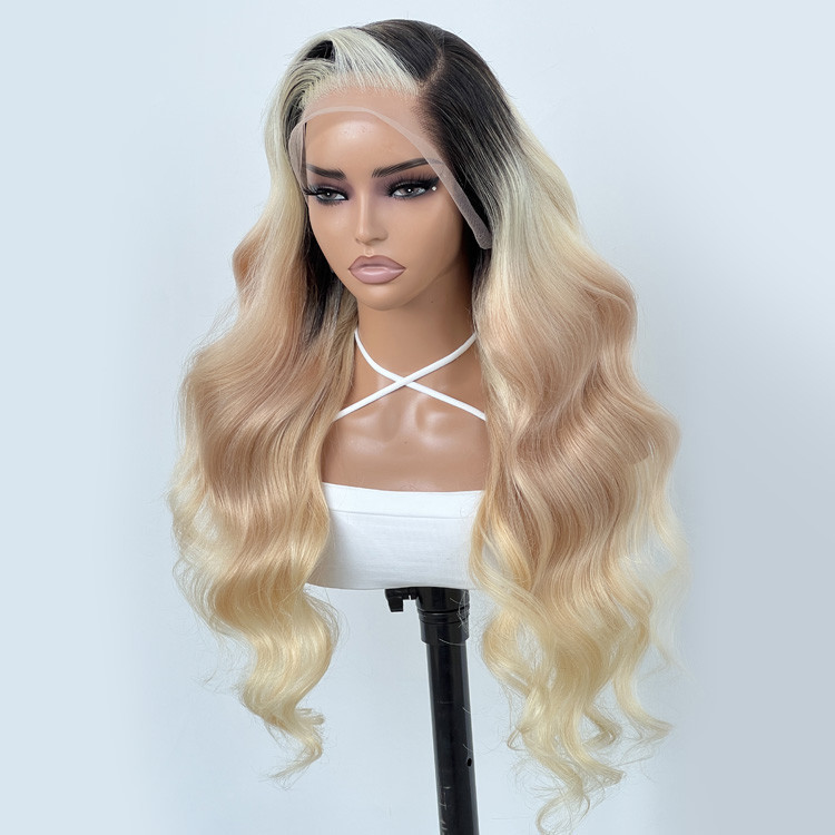 blonde wig with dark roots