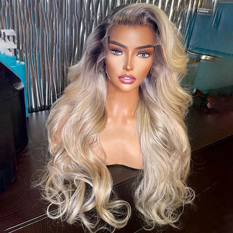 blonde wig with dark roots