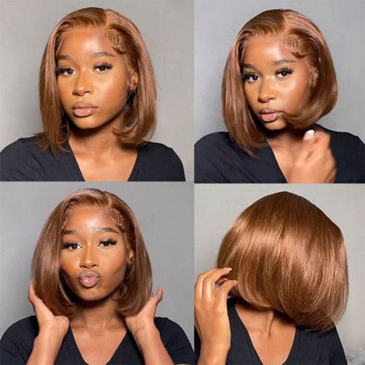straight brown bob wig