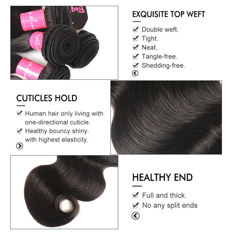 body wave 3 bundles with closure 5*5