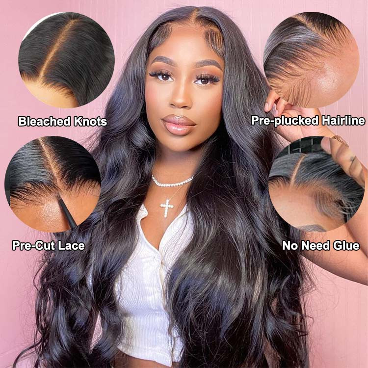 body wave glueless closure wigs