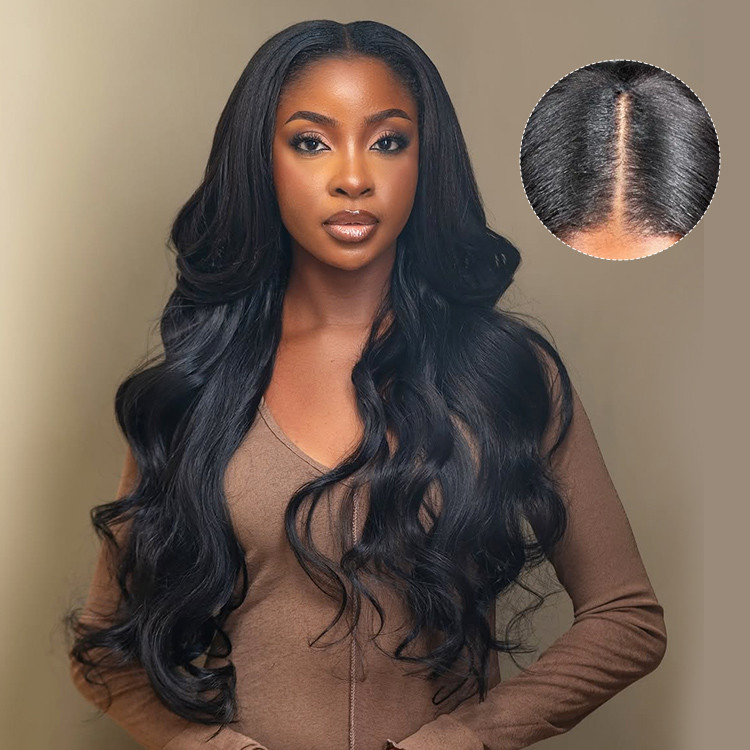 body wave part wig real scalp seamless blend