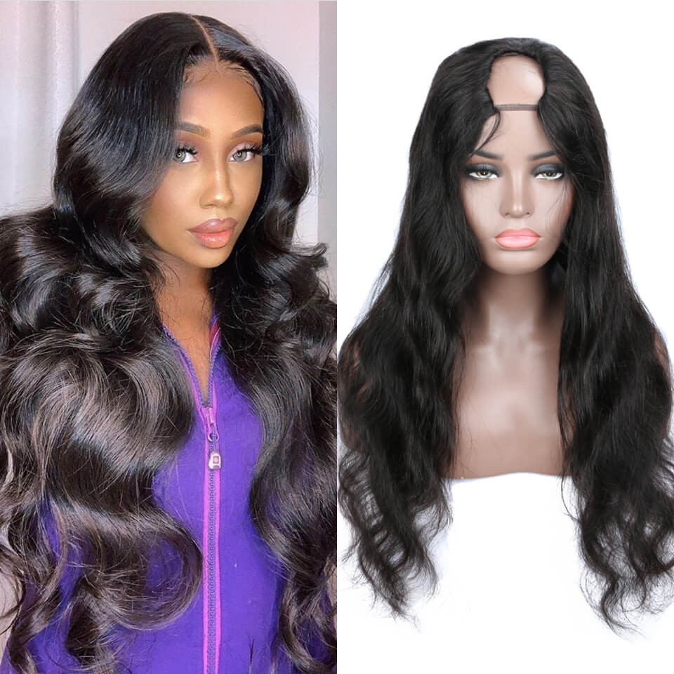 body wave u part wigs human hair