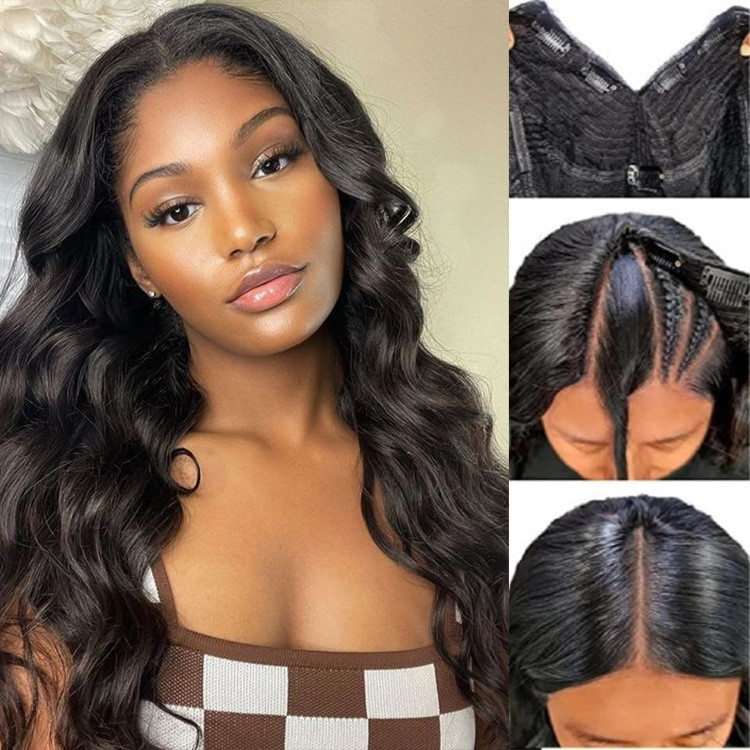 body wave V part wigs human hair