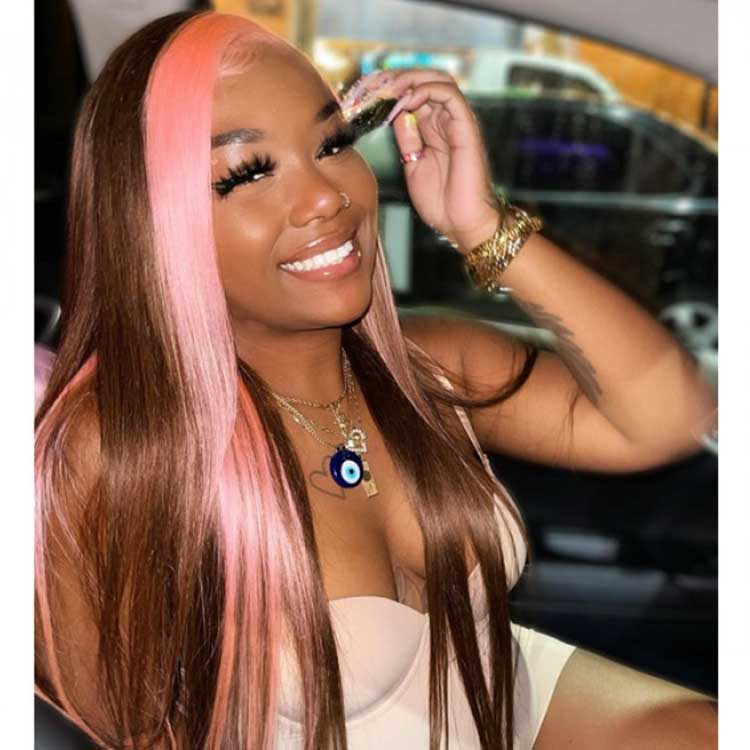 pink brown wig