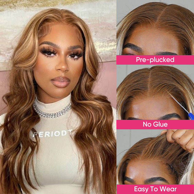 blonde highlight 5x5 Glueless wig