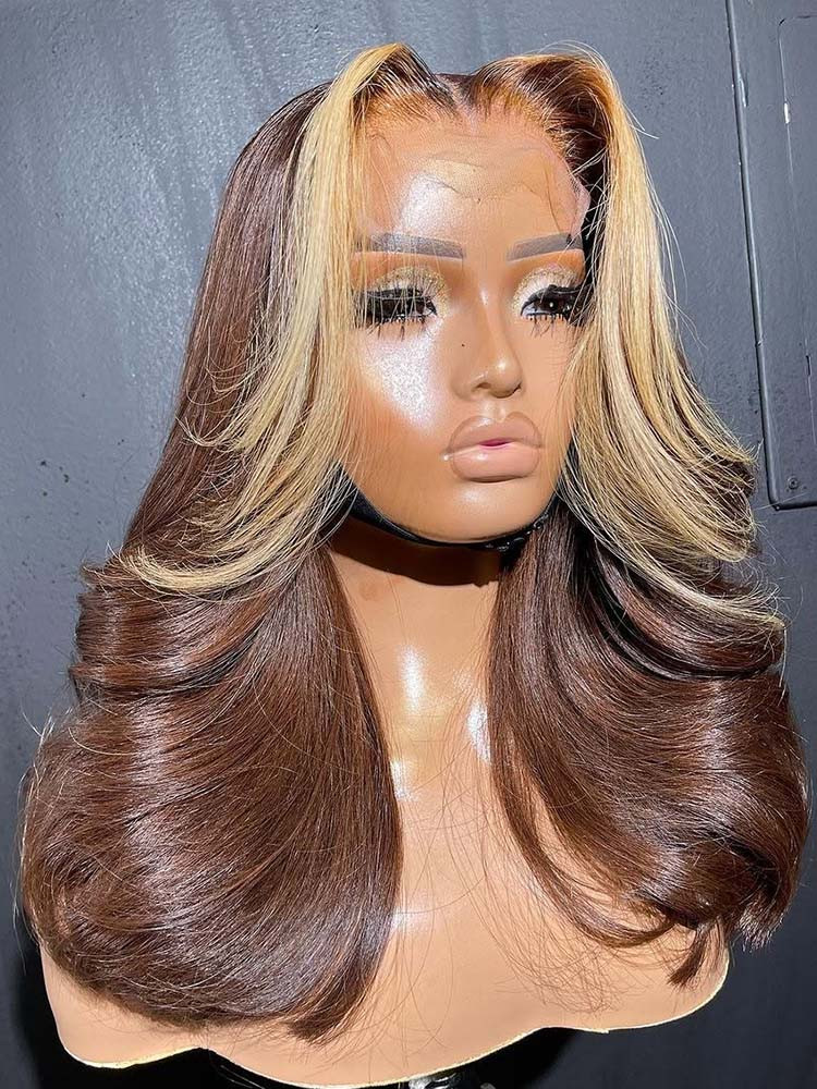 brown hair blonde money piece