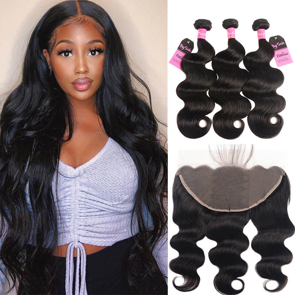 body wave bundles with 13*6 frontal