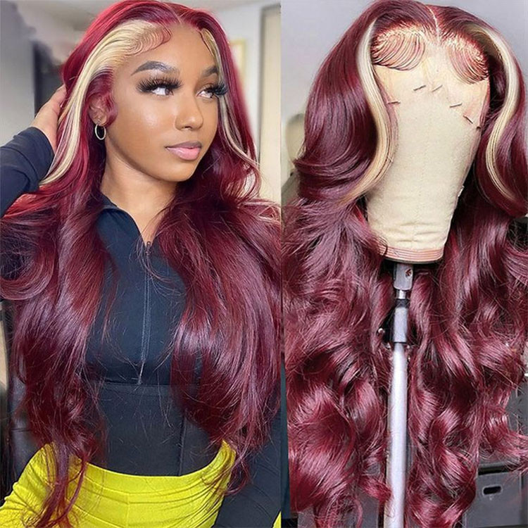 burgundy and blonde hair