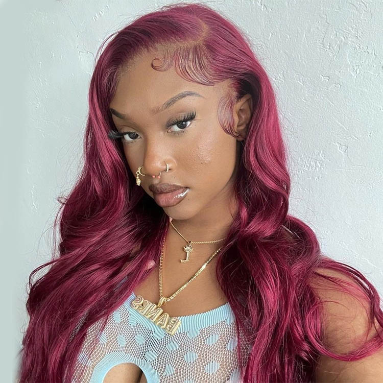 burgundy body wave wigs