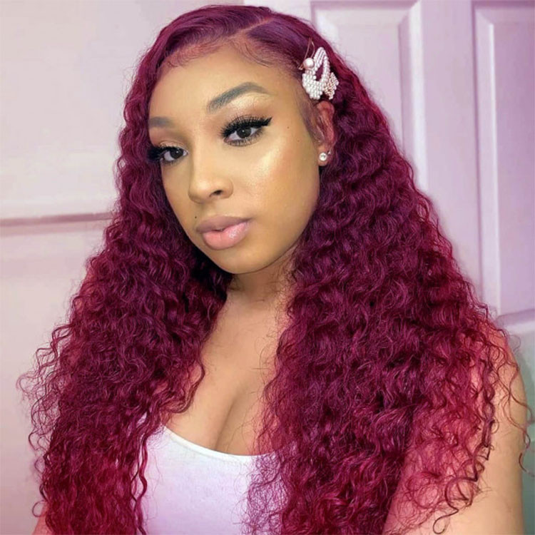 burgundy deep wave wigs