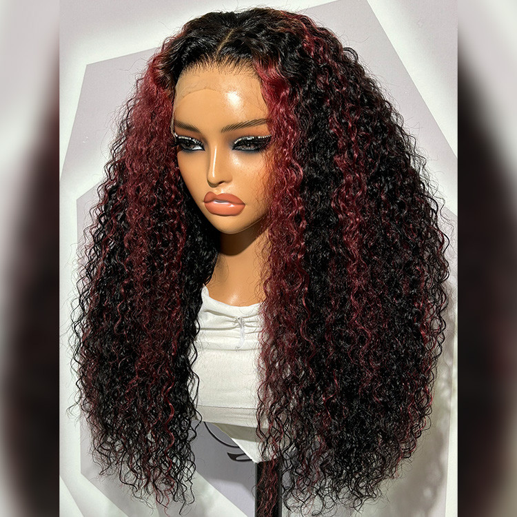 burgundy highlights on black hair