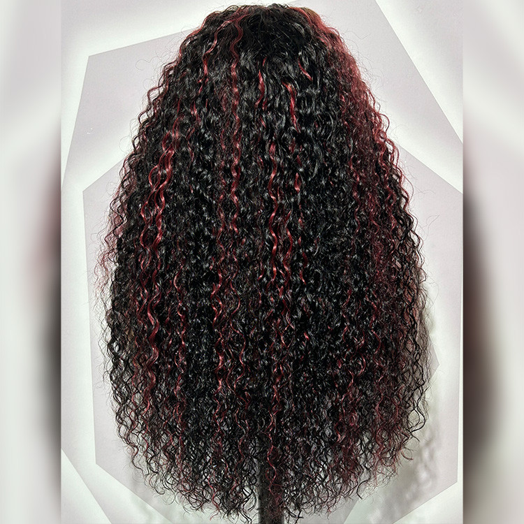 burgundy highlights on curly hair