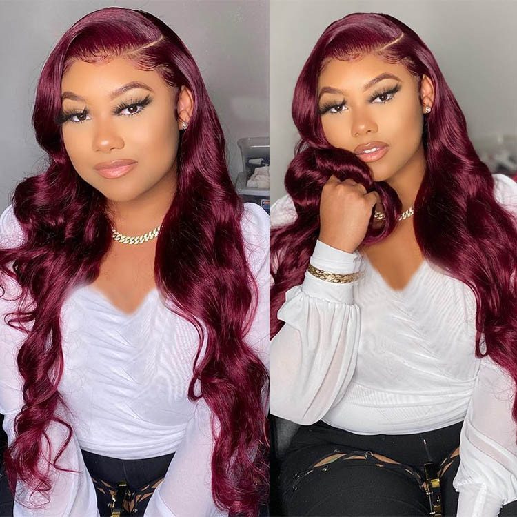 burgundy lace human hair wigs