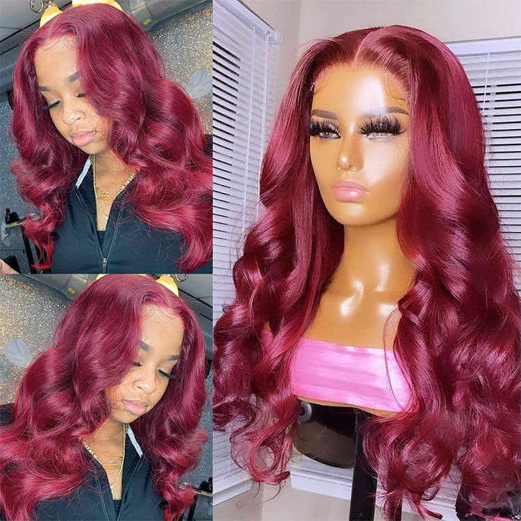 burgundy lace front wigs