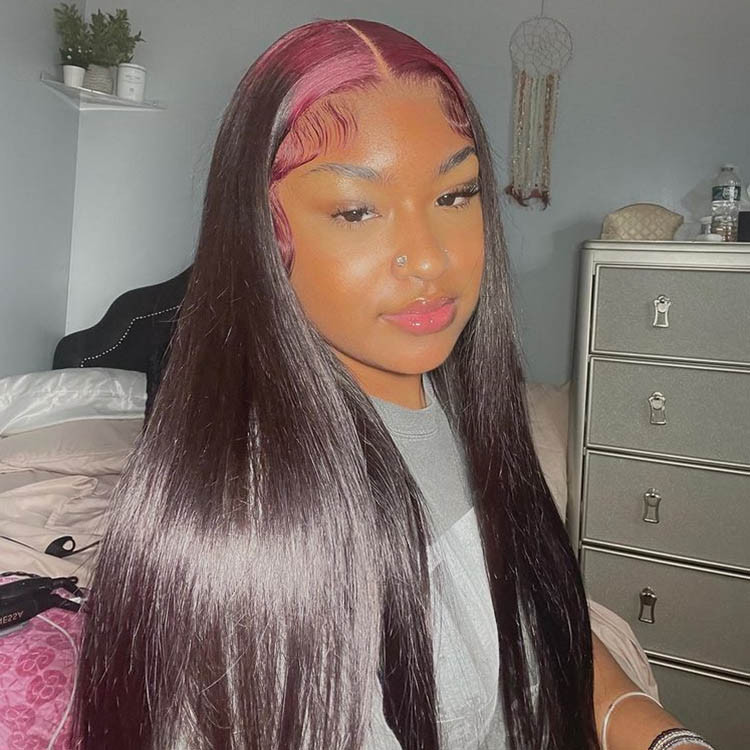 burgundy ombre straight wigs