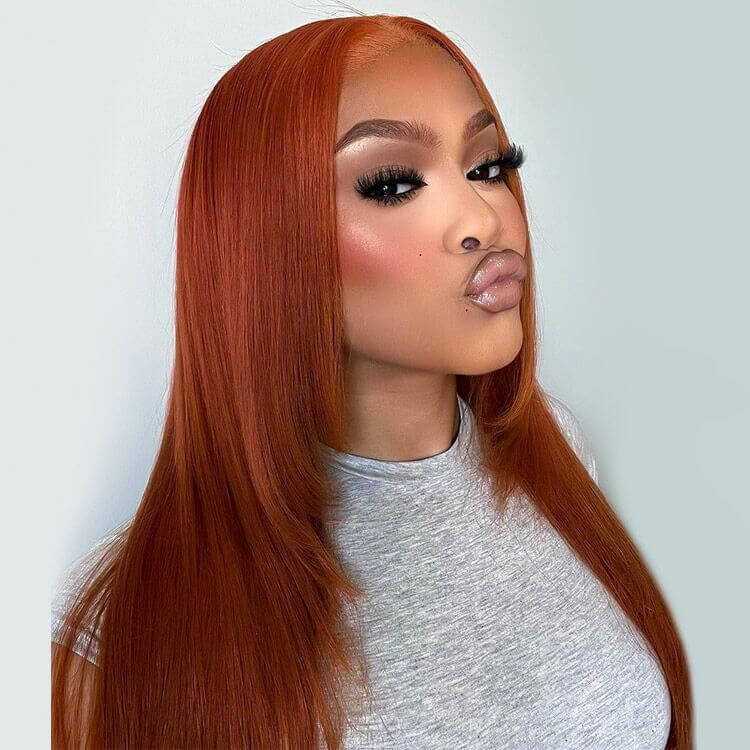 burnt orange layered wig