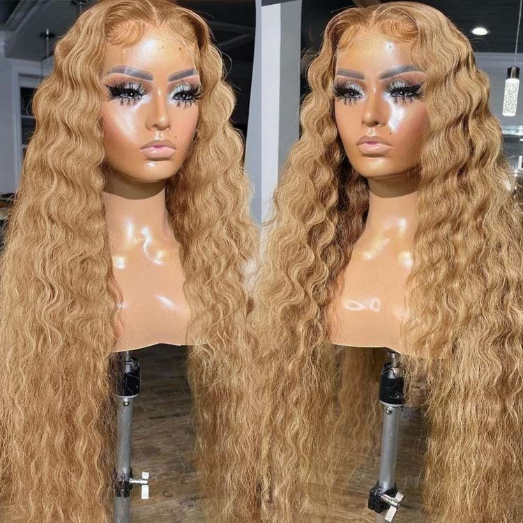 honey blonde crimp wigs