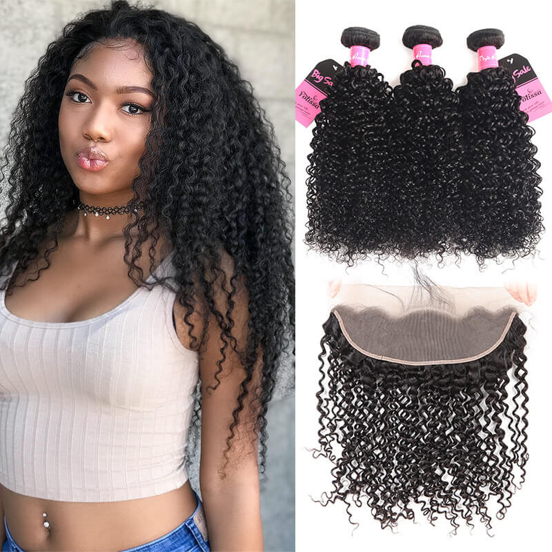 curly 3 bundles with frontal